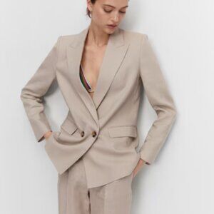 Mango 100% linen suit blazer
